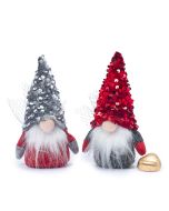 Gnomo lentejuelas rojo y gris 15cm. 1cora-choc stdo, min.2