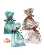 Bolsita cuadros/rayas verde y marrón con 2 Cora-chocs