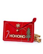 Borsa in feltro rosso con cartello in legno HOHOHO 3crokicho
