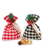 Checked cotton bag 3croki-chocMerry Christmas 2assorted
