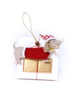 Ciondolo a forma di bassotto, cappello Babbo Natale, 2 cioc