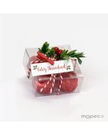 Boîte de houx de Noël 4chocolats avec carte Feliz Navidad