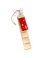 Boîte 6 chocolats pendentif maison en bois rouge et lamé