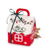 Cajita papel casita roja Feliz Navidad 10 minifruits varios idiomas