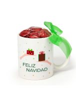 Taza Regalos en Mano Feliz Navidad 6 bombones varios idiomas