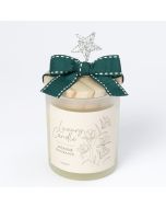 Bougie couvercle en bois et noeud vert et étoile de Noël