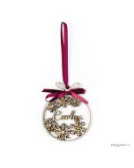 Bola madera personalizada con cinta para colgar ø8cm.