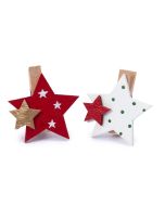 Pinzas estrella roja y blanca 4cm. surtido