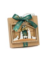 Scatola 4 cioccolatini sagome presepe legno campana
