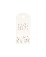 Tarjeta ventanas perforadas blanca Felices Fiestas 3,2x7cm. min 24.
