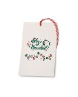 Tarjetón 6x10cm.Feliz Navidad Luces color con cinta, min.25, varios idiomas disponible