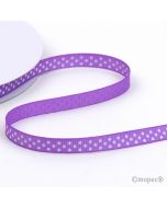Cinta otomán lila topos blancos 6mmx50mts.