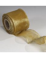 Ribbon marbled wired golden edge 80mmx25m ochre