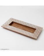 Vassoio in legno con fiori intagliati 14x28cm.