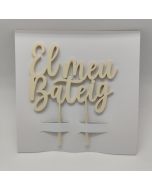 Cake topper in legno El Meu Bateig 16x17x0,5cm.