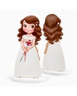 Figure en bois fille avec lys 16cm, min.2