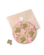 Jeu de morpion ligne en bois Croix rose et beige