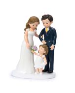 Figura pastel Boda pareja novios con niña 