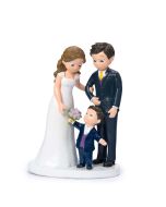 Figura pastel Boda pareja novios con niño 