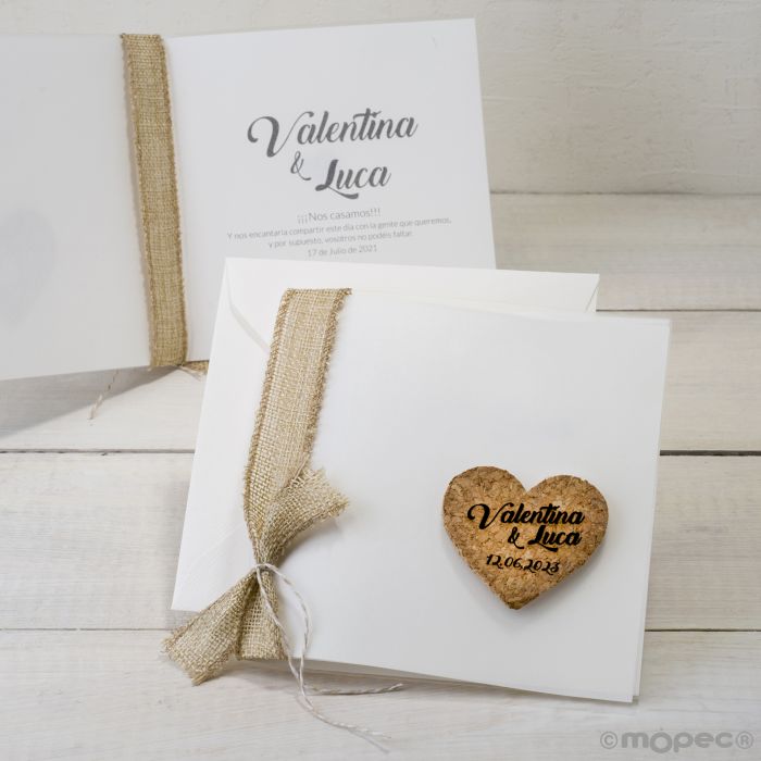 partecipazione matrimonio busta cuore di sughero partecipazione matrimonio