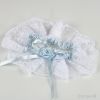 White garter with sky blue lace