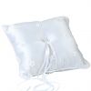 White ring pillow little flowers with pearls 20x20cm