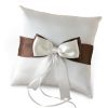 Ivory rings pillow with brown/ivory ribbon 20x20cm