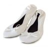 White synthetic leather roll-up slippers with bag size M