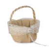 Burlap rings and petals basket with pearls Ø 15x20cm