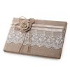Jute signature book with flower and lace