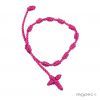 Rosaire bracelet en macremé fuchsia