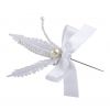 Round pearl pin white leaf decoration