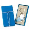Portachiavi Pit azzurro con scatola regalo e adorno 5,5x5cm