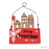 Wooden decoration house Merry Christmas 18cm