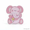Elefantino rosa in legno da appendere 6cm