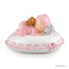 Figura para pastel + hucha bebé almohada rosa 16x10x14cm