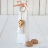 Key ring girl with dove and 2 chocolates box