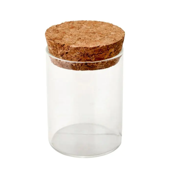 Pot en verre avec bouchon en liège - 12,5 x 4,5 cm - Bouteilles en