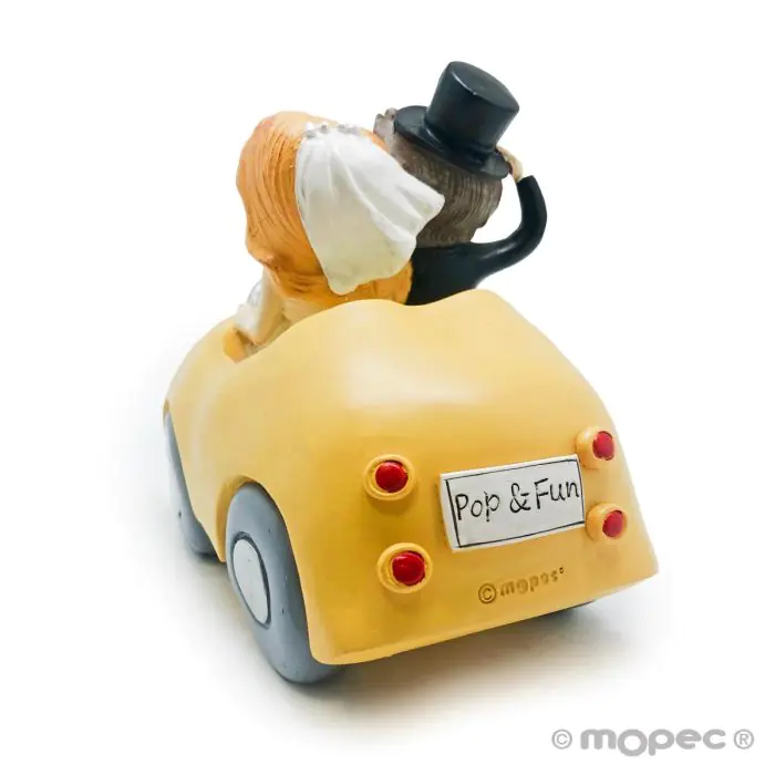 Figurine pour gâteau de mariés Pop&Fun en voiture 16cm