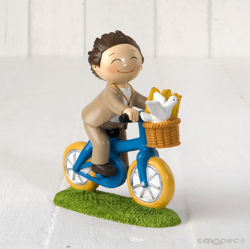 Figura de niño en bicicleta para tarta de comunión